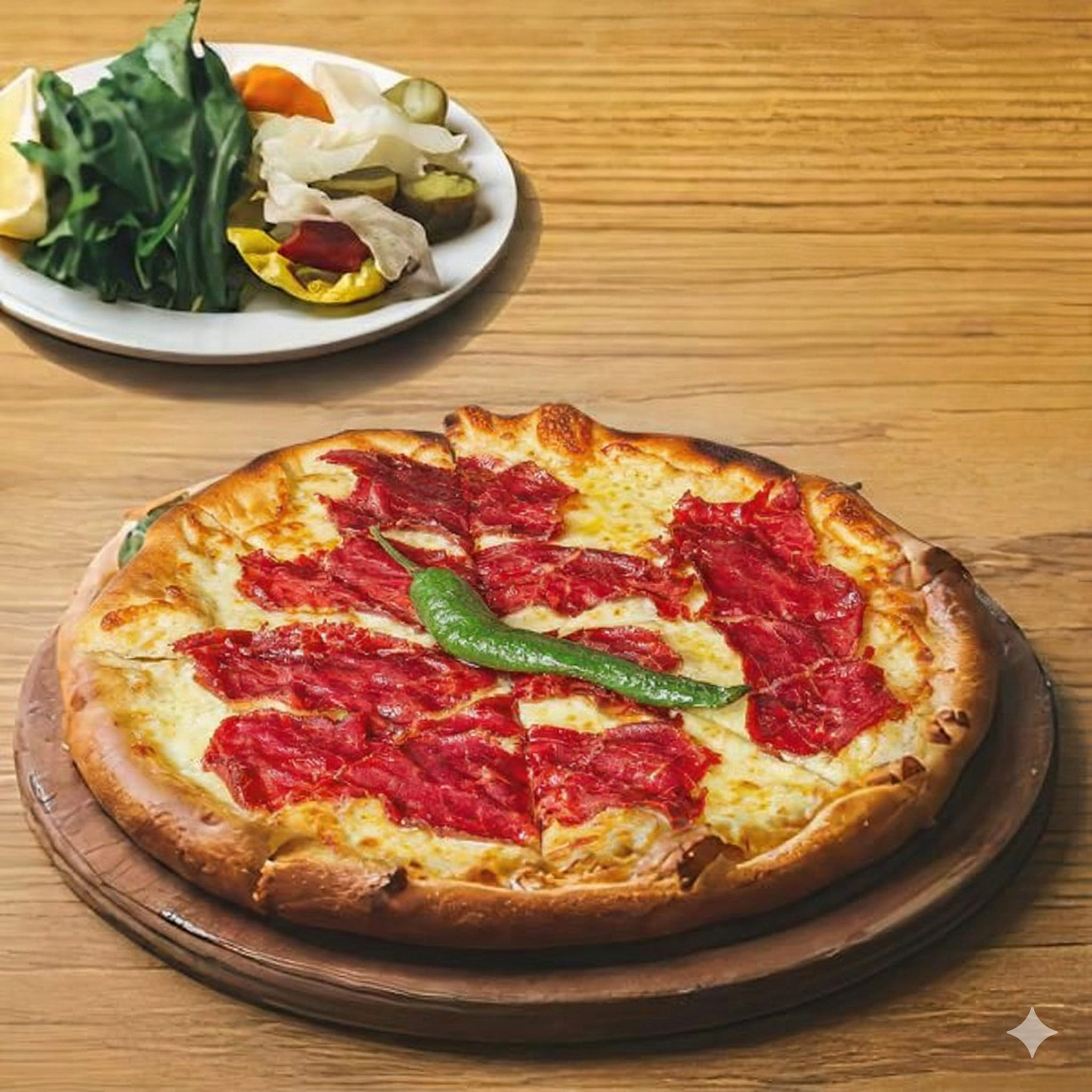 Yuvarlak Pastırmalı Peynirli Pide